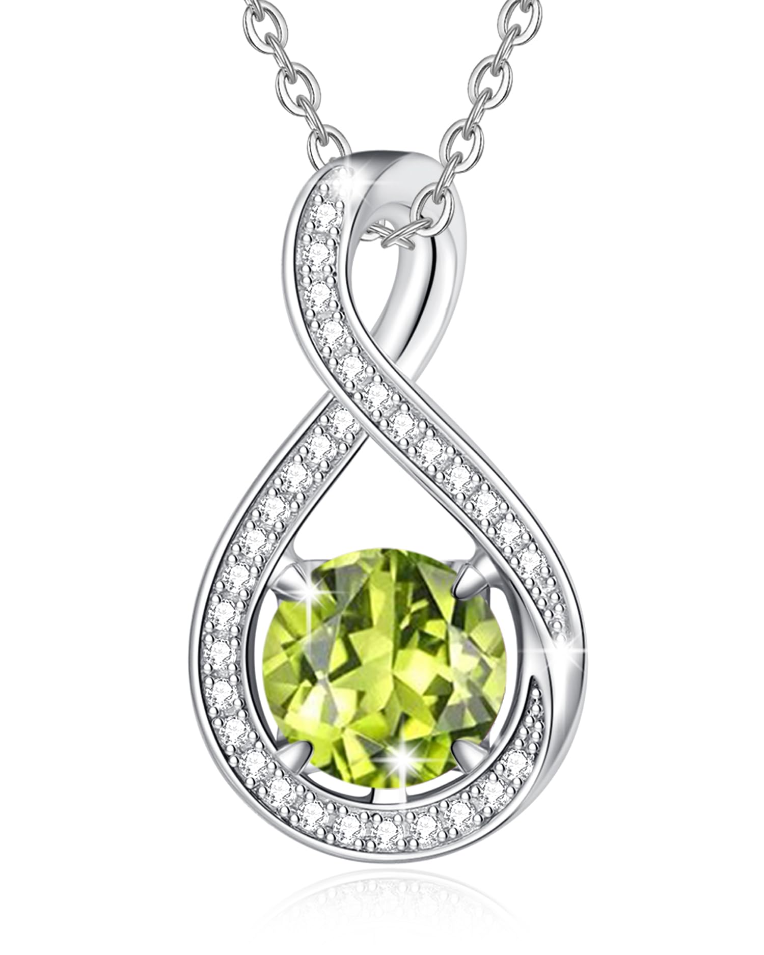 FANCIME Birthstone Necklaces for Women Sterling Silver Infinity Pendant Anniversary Birthday Gifts for Her Women Wife Mo