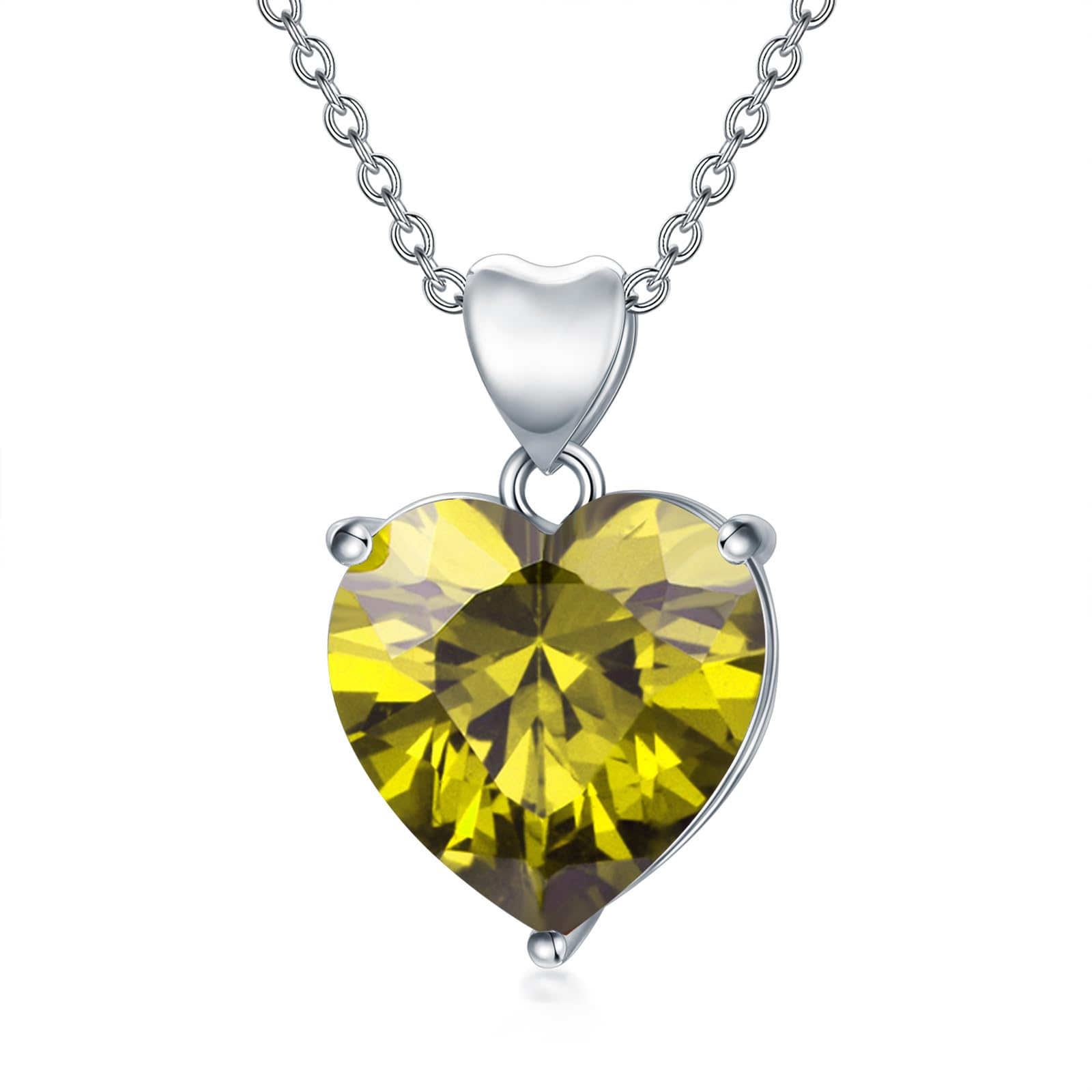 Dralox Birthstone Heart Necklace, 18k Gold Plated Colored Gemstone Heart Pendant Gift for Women, Mom, Wife 18"-20"  
Dra