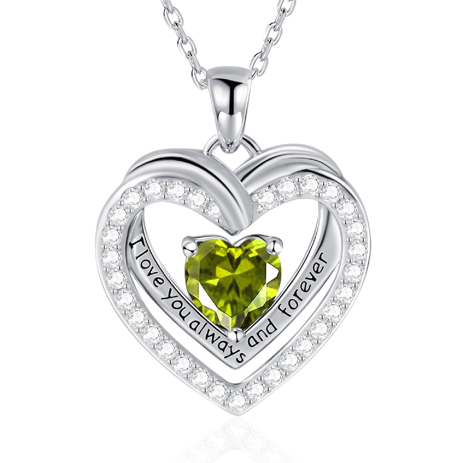 E Birthstone Love Heart Necklace Sterling Silver Jewelry Gifts for Wife Girlfriend Mom Women Birthday Wedding Anniversar